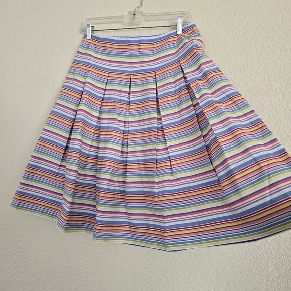 Talbots Full Pleated A Line Skirt Rainbow Stripes size 2 - Picture 2 of 6